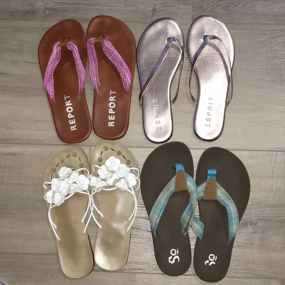 4 pair of various brand sandals all Size 6